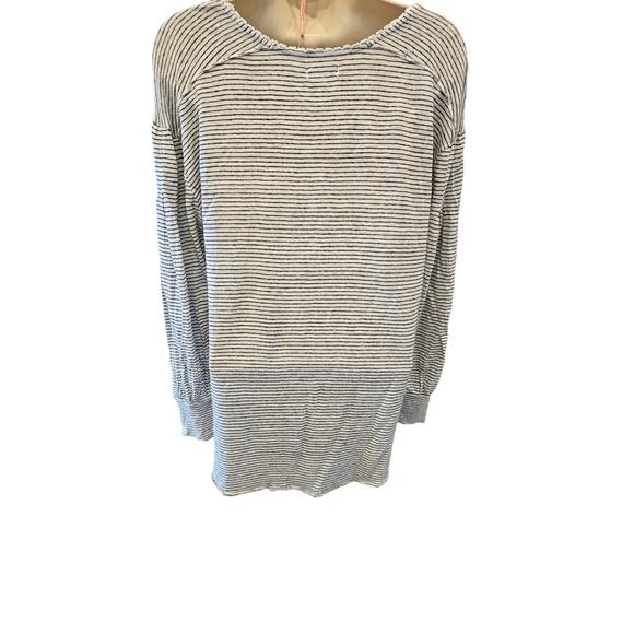 Sundance mariner sz L 100% linen slub striped grey long sleeve blouse EUC casaul - Picture 3 of 8